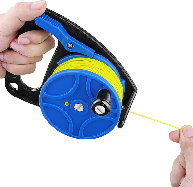 Pluzluce 270ft/83m Scuba Dive Reel, Portable Safety Handle Diving Reel with Thumb Stopper, High Visibility Line Spool Reel for Cave, Wreck, Drift Diving, Spear Fishing, Kayak Anchor, SMB, Buoy Sausage - Image 1